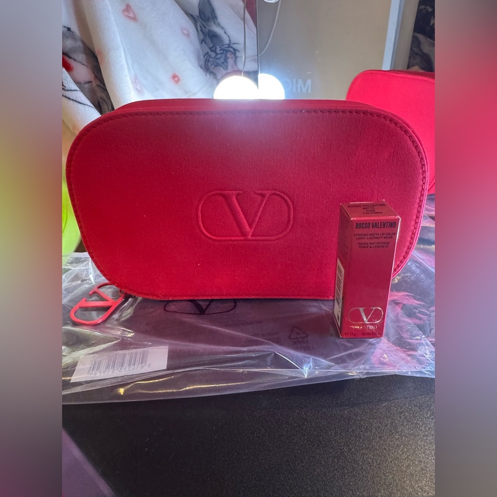Valentino Cosmetic Case And Matte Lip Bundle NWT